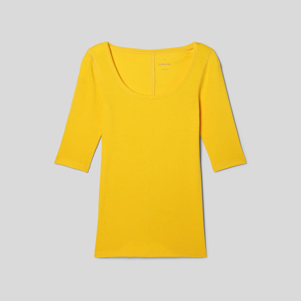 The Luxe Micro-Rib Scoop-Neck Tee in High Visibility Yellow — alternate view