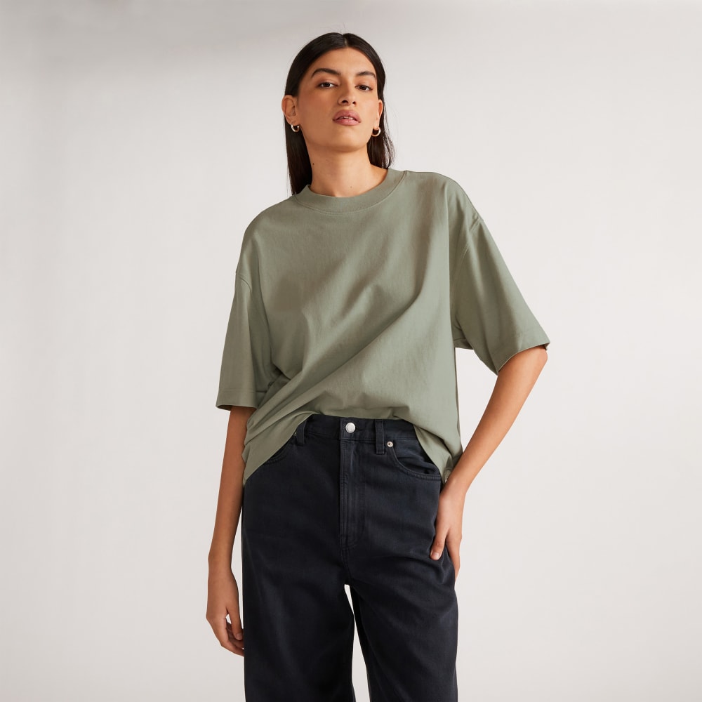 The Premium Weight Relaxed Tee in Seagrass — front view