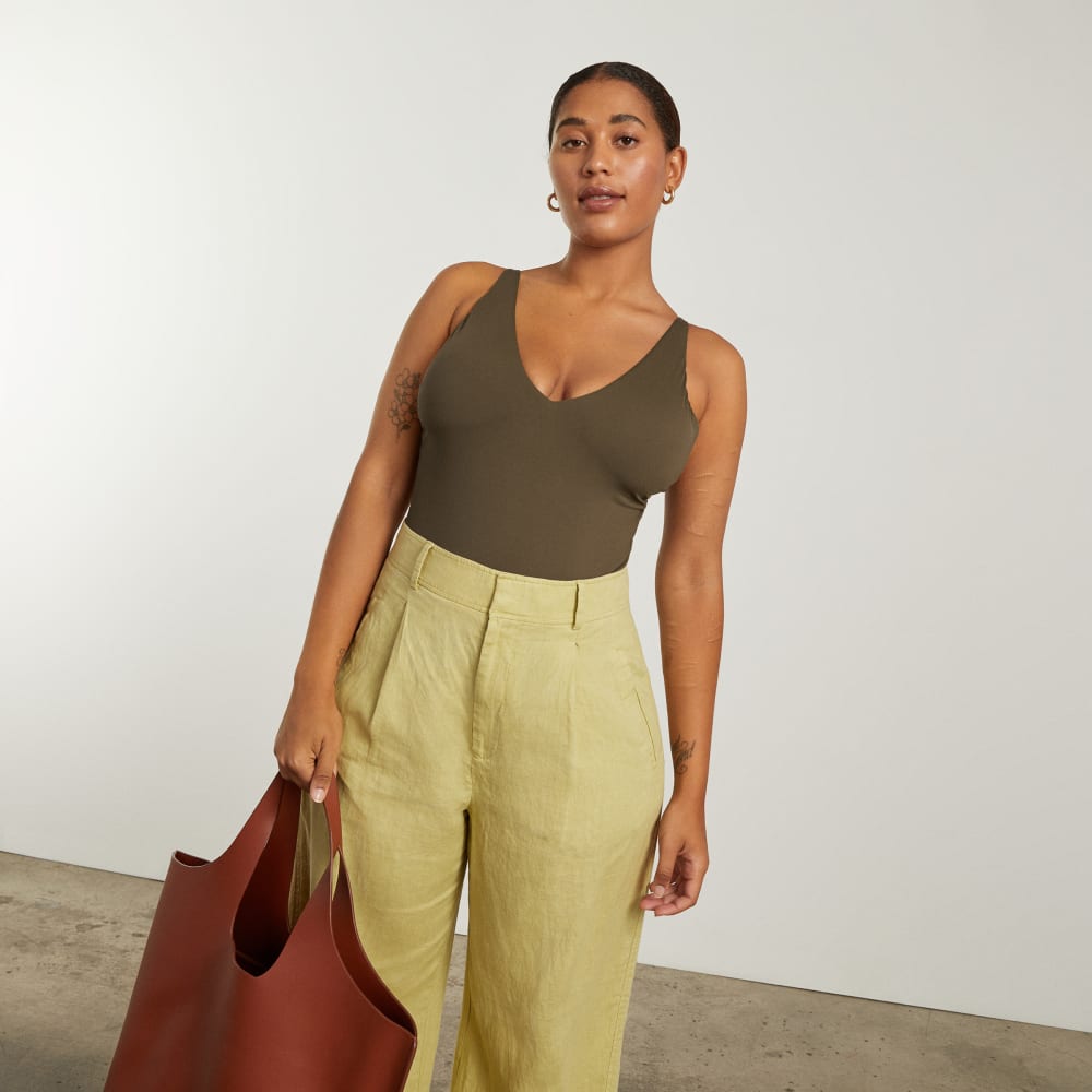 The V-Neck One-Piece in Beech — detail view