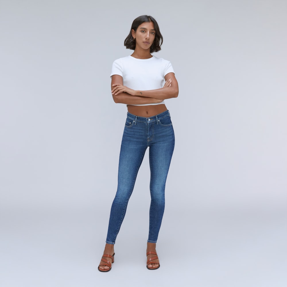 The Mid-Rise Skinny Stretch Jean in Dark Indigo — front view