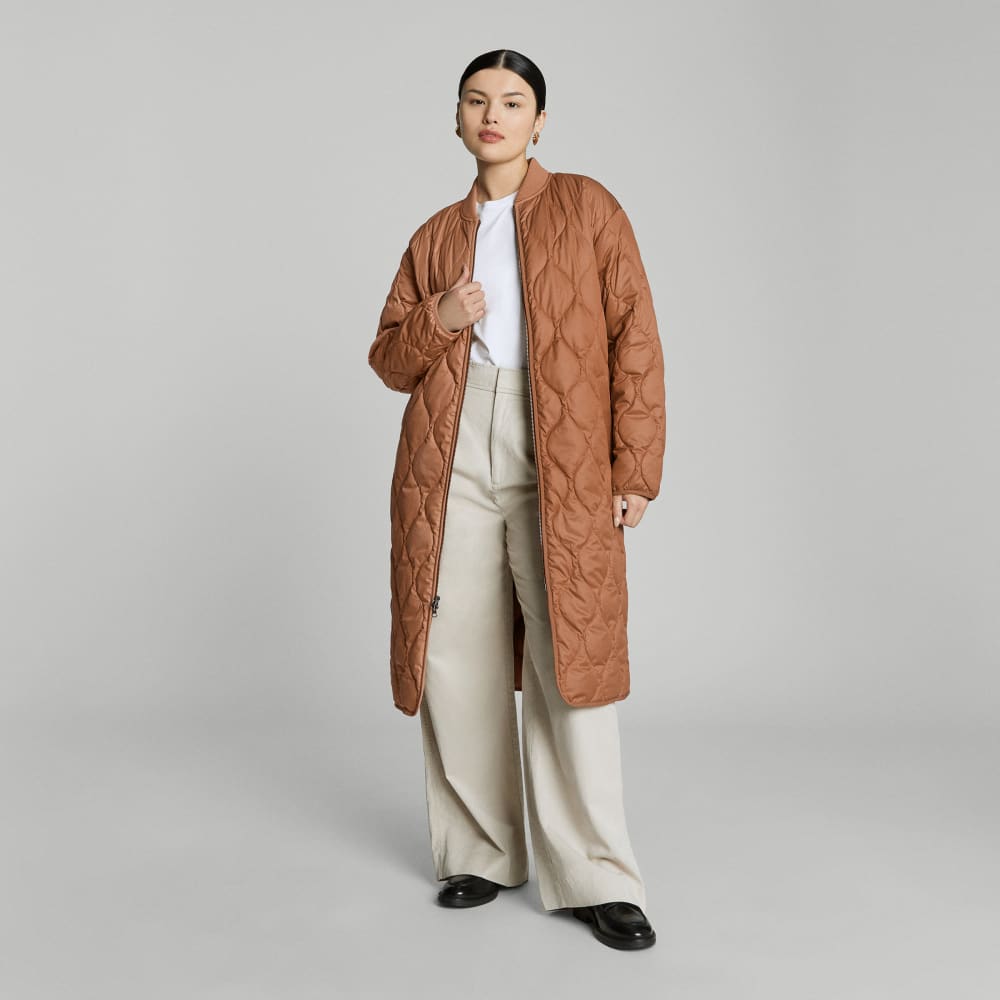 The ReNew Long Liner in Tawny Brown — front view