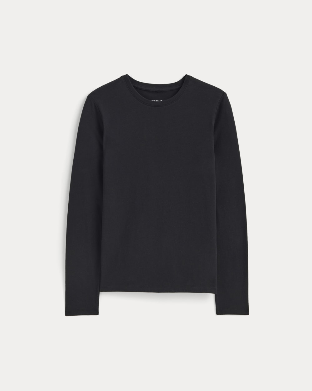 The Slim Long-Sleeve Crew in Essential Cotton in Black — alternate view