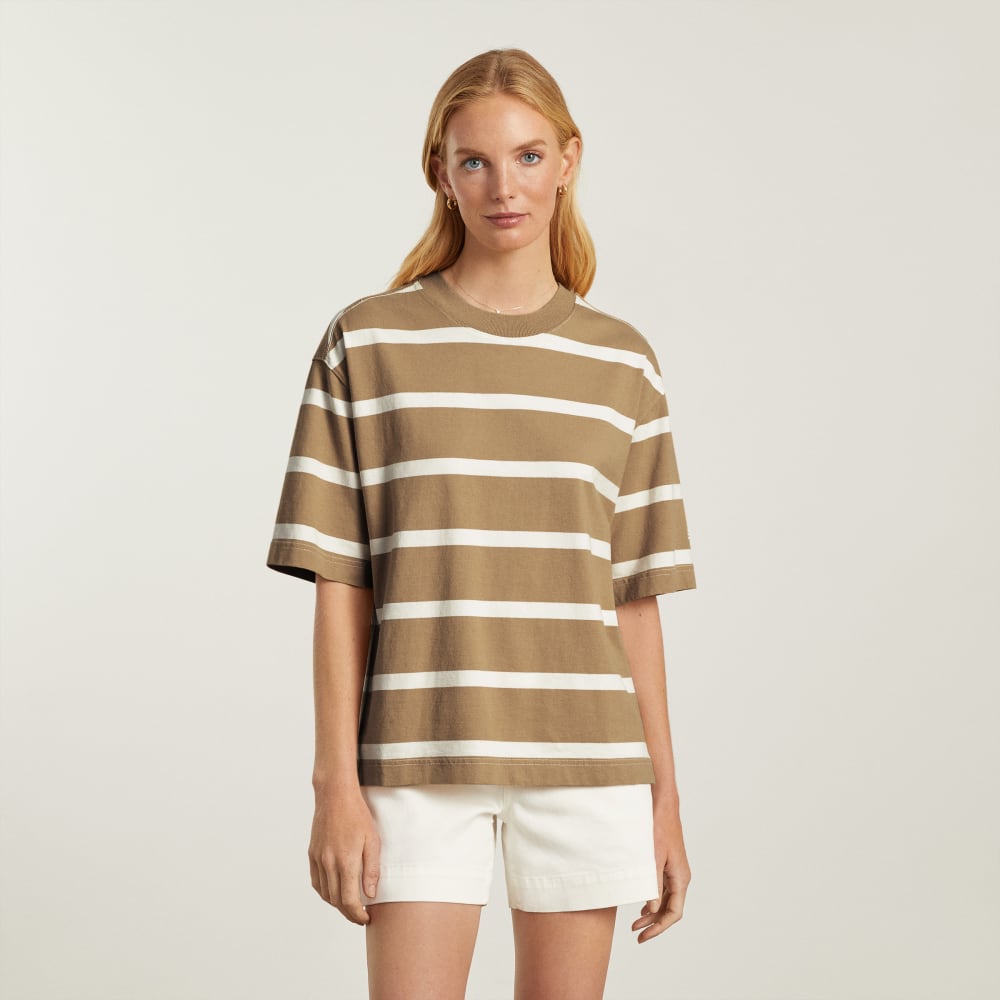 The Premium Weight Relaxed Tee in Iced Coffee / Tan — alternate view