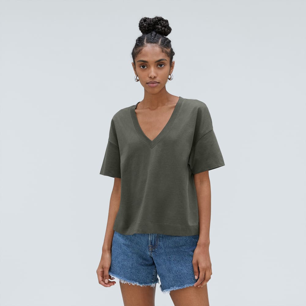 The Organic Cotton Slouchy V-Neck in Kambaba — alternate view