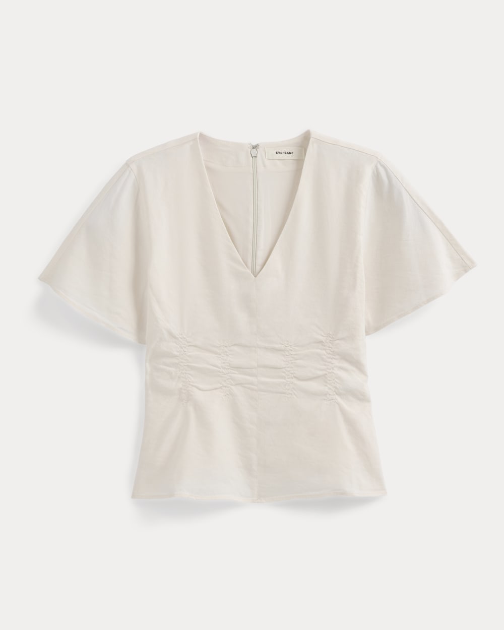 Cinched Top in Stretch Linen in Bone — alternate view