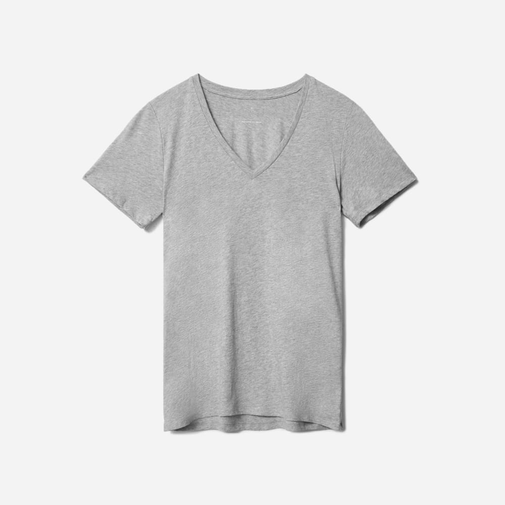 The Organic Cotton V-Neck in Heathered Grey — alternate view