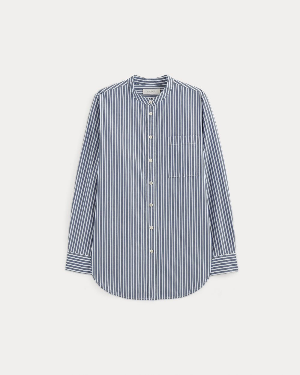 The Oversized Shirt in Ultrasoft Cotton in Bone / Mazarine Blue — alternate view