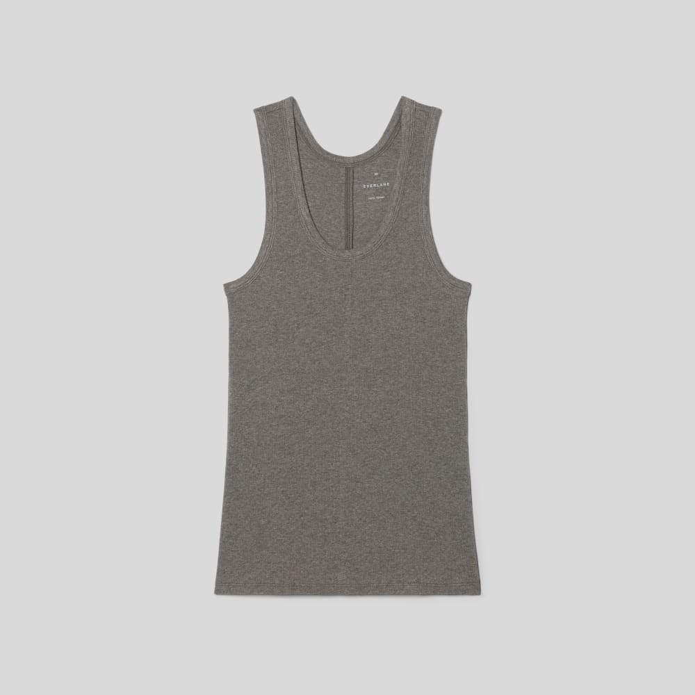 The Luxe Rib Tank in Heathered Fatigue — alternate view