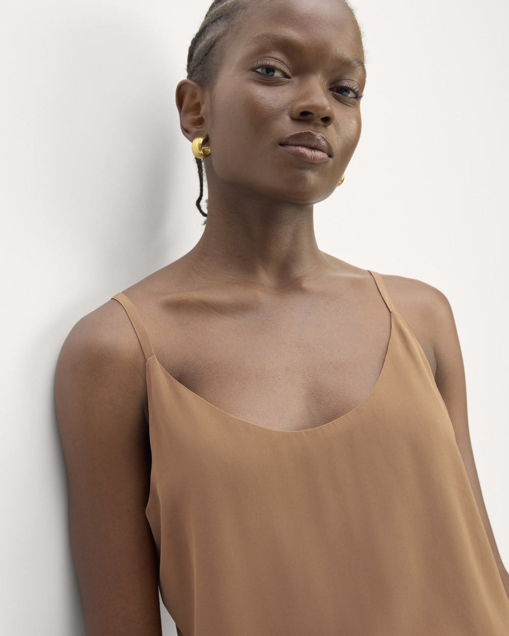 The Slip Cami in Carob Brown — detail view