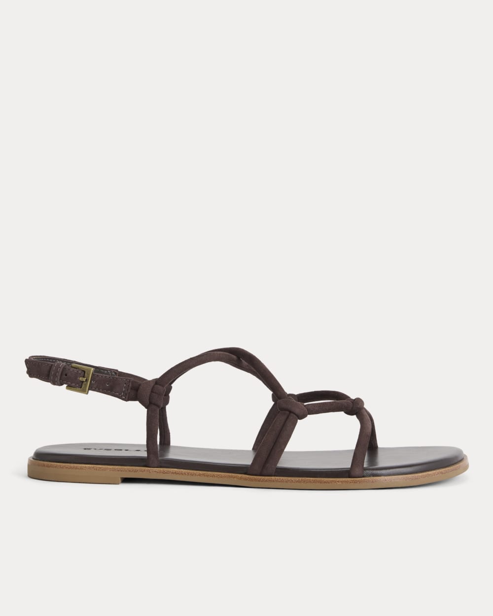 Suede Travel Sandal in Dark Chocolate — front view