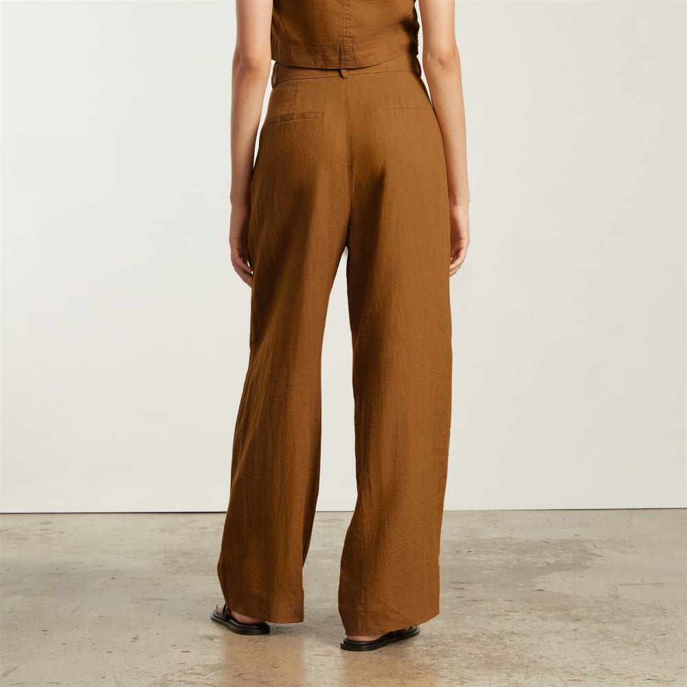 The Linen Way-High® Drape Pant in Tawny Brown — detail view