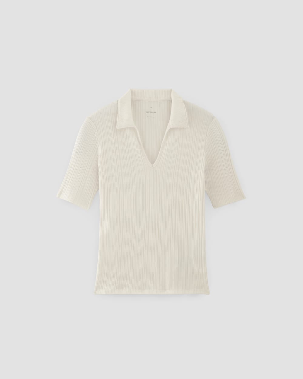 The Rib Soft Knit Open Collar Polo in Bone — alternate view