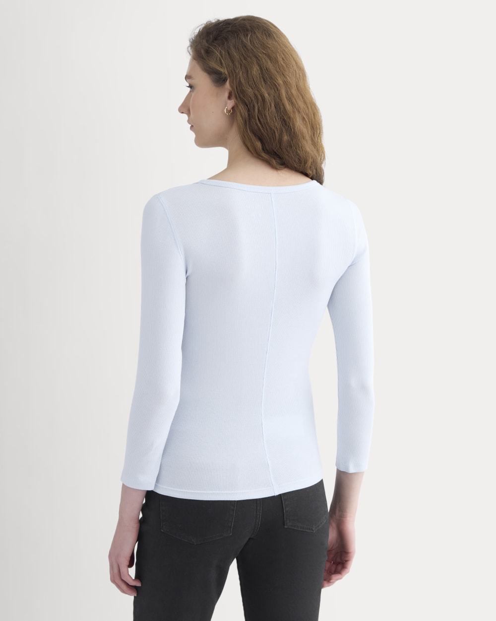 Luxe Rib Deep U-Neck Top in Skywriting — detail view