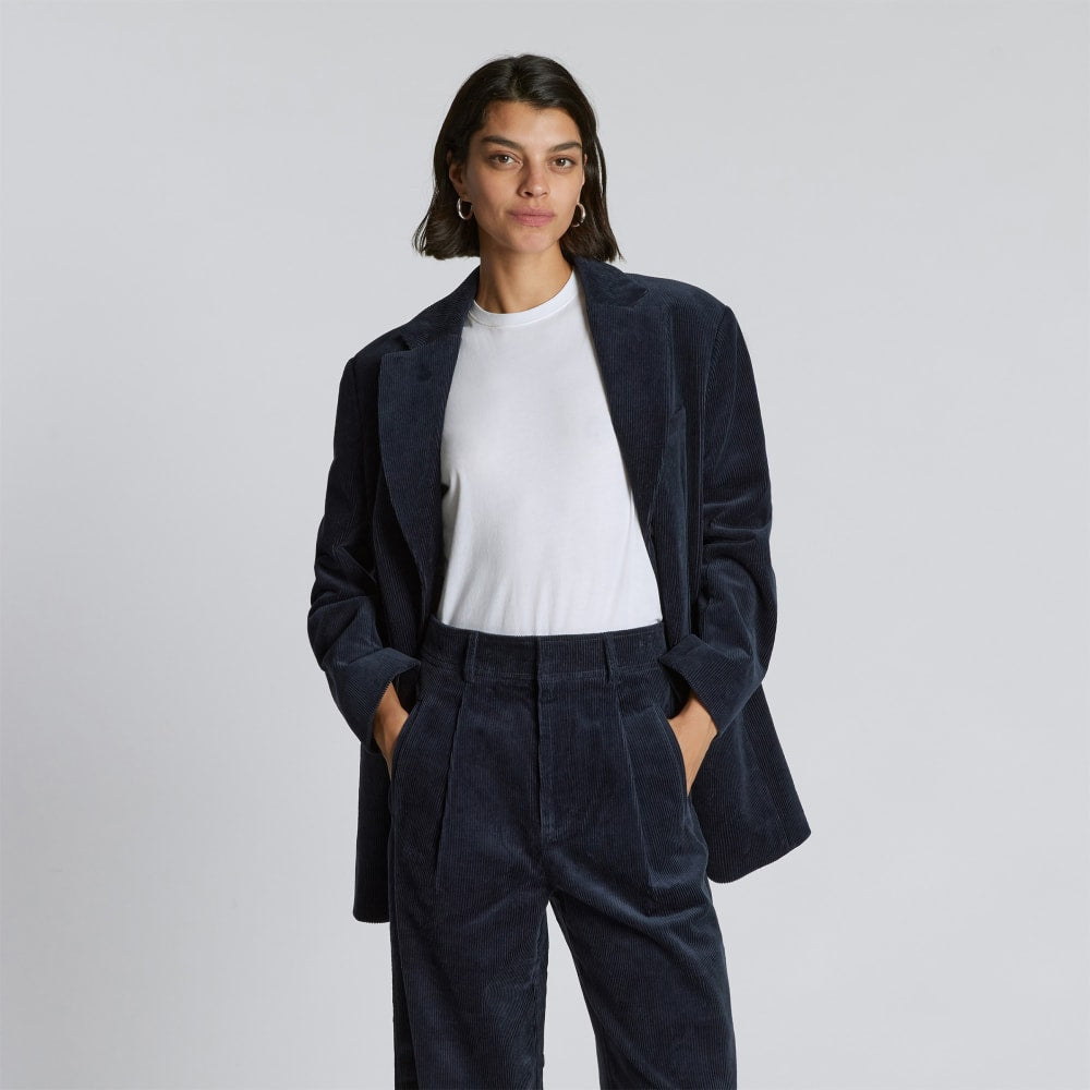 The Corduroy ’80s Blazer in Deep Navy — front view