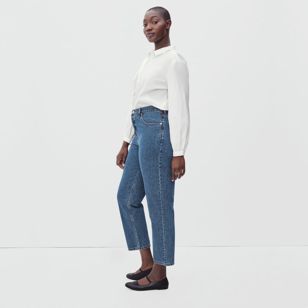 The '90s Cheeky Hourglass Jean in Medium Blue Wash — detail view