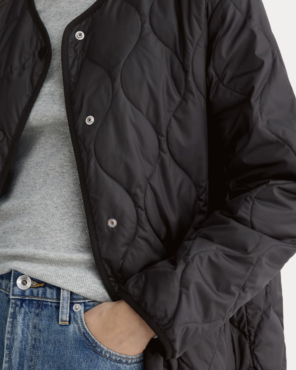 The Quilted Liner in Black — detail view