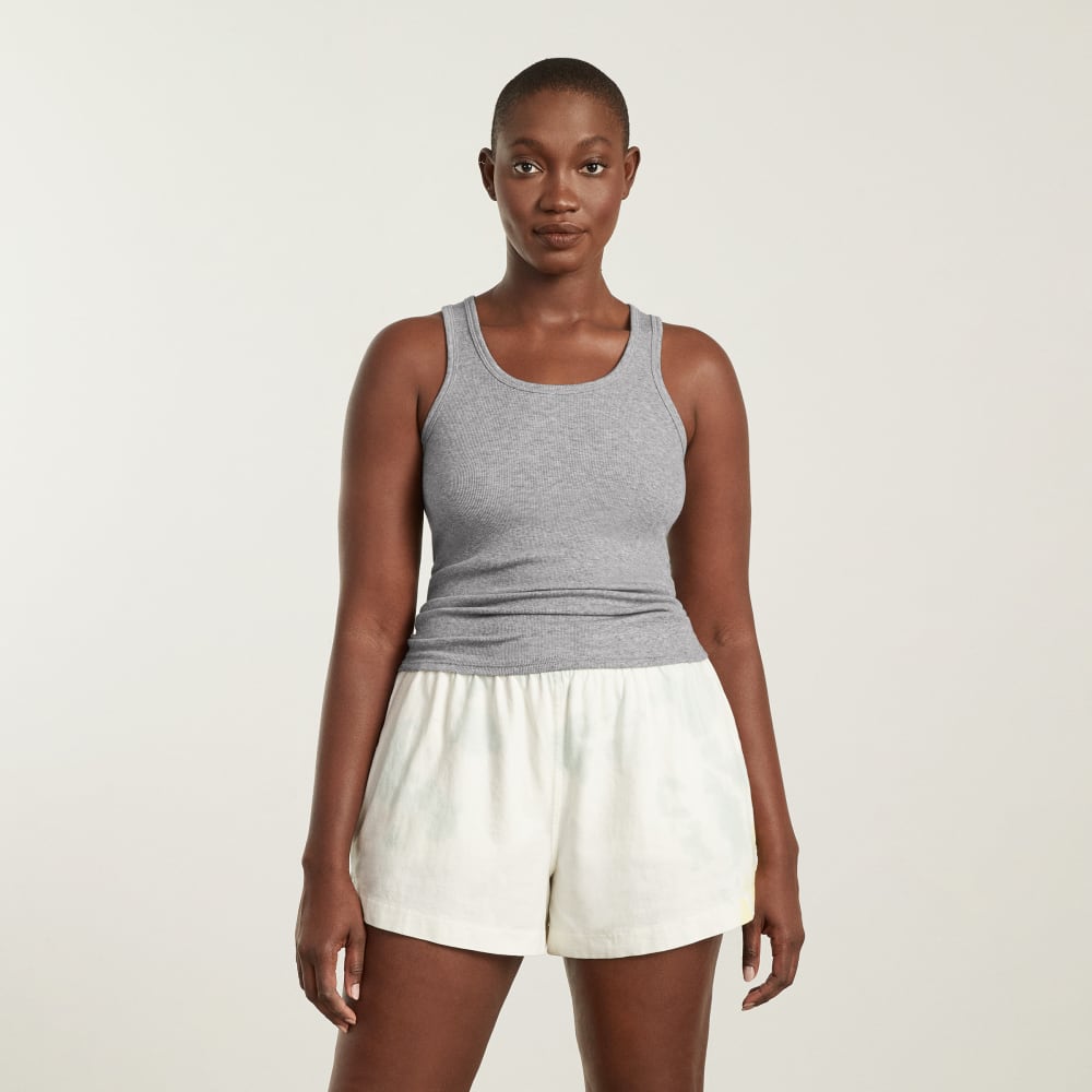 The Pima Micro-Rib U-neck Tank in Heathered Grey — alternate view