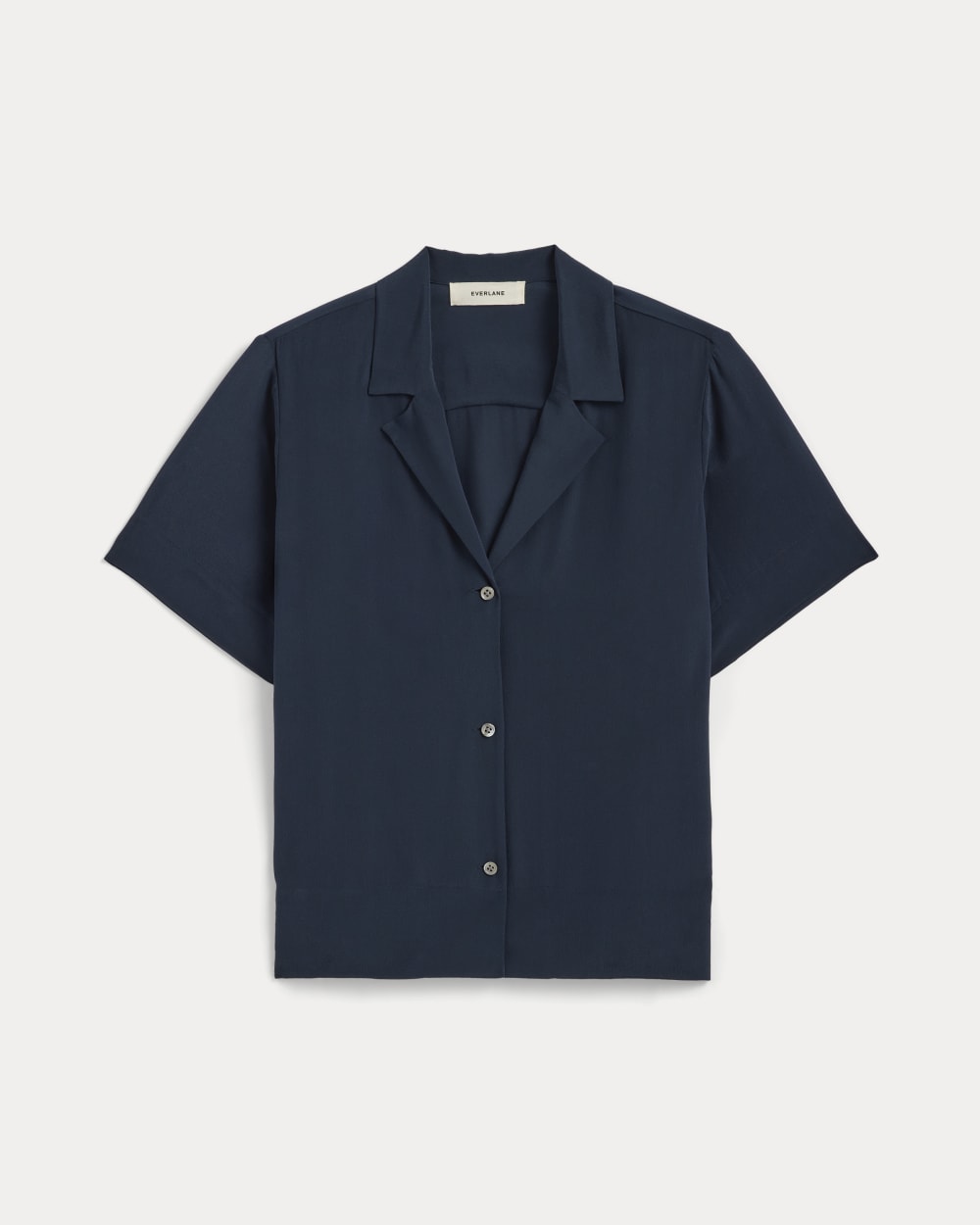 The Notch Shirt in Washable Silk in Navy — alternate view
