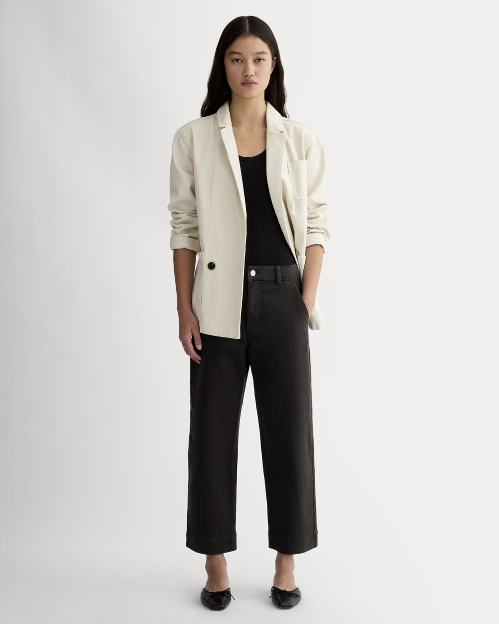 The Utility Straight-Leg Pant in Black — front view