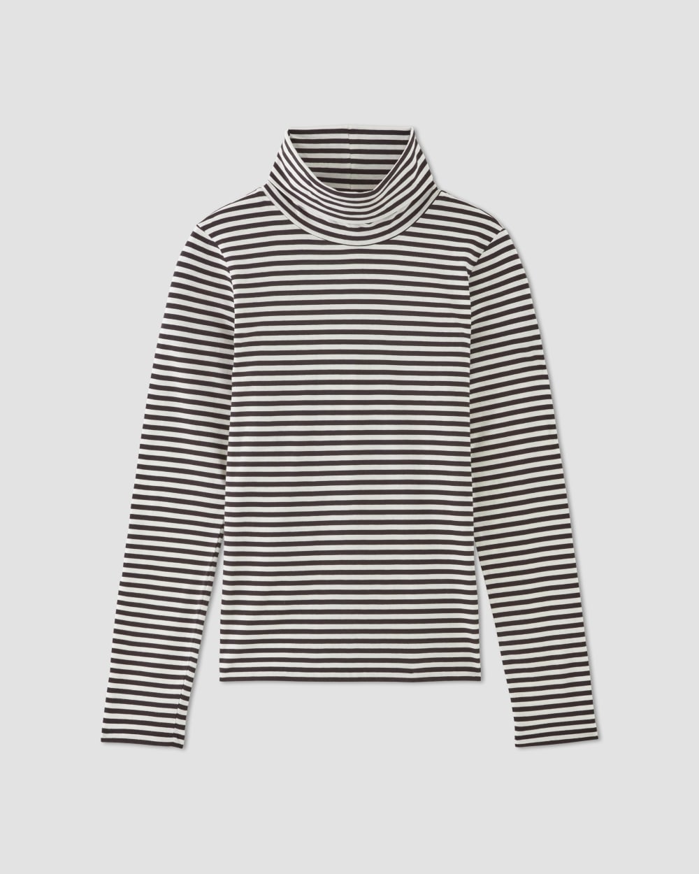 The Organic Cotton Turtleneck in Black / Bone — alternate view