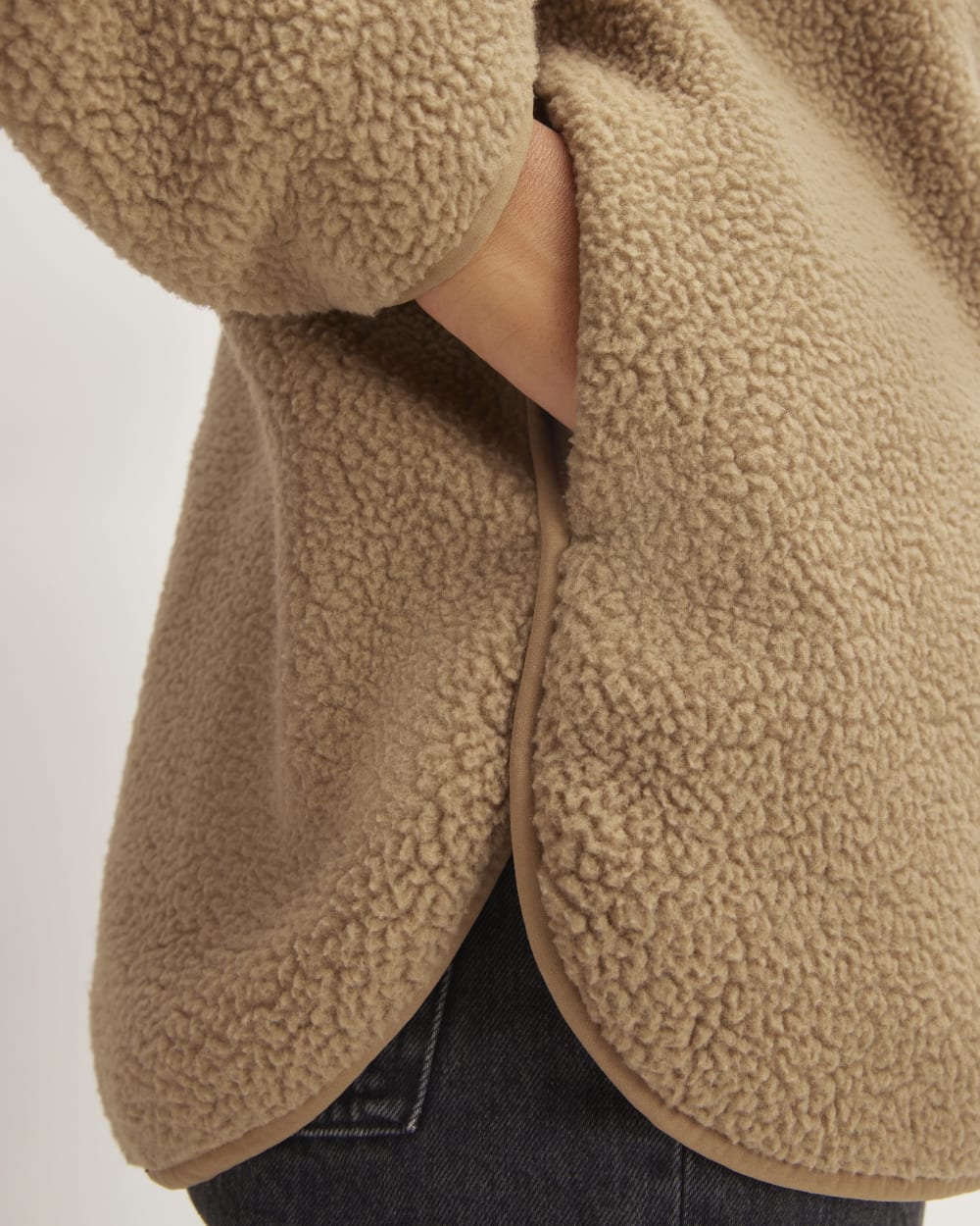 The ReNew Fleece Full-Zip Hoodie in Tiger's Eye — detail view