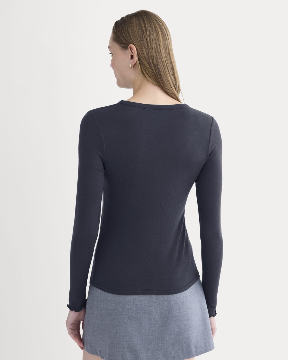Sheer V-Neck Cardigan in Butterluxe in Deep Navy — alternate view