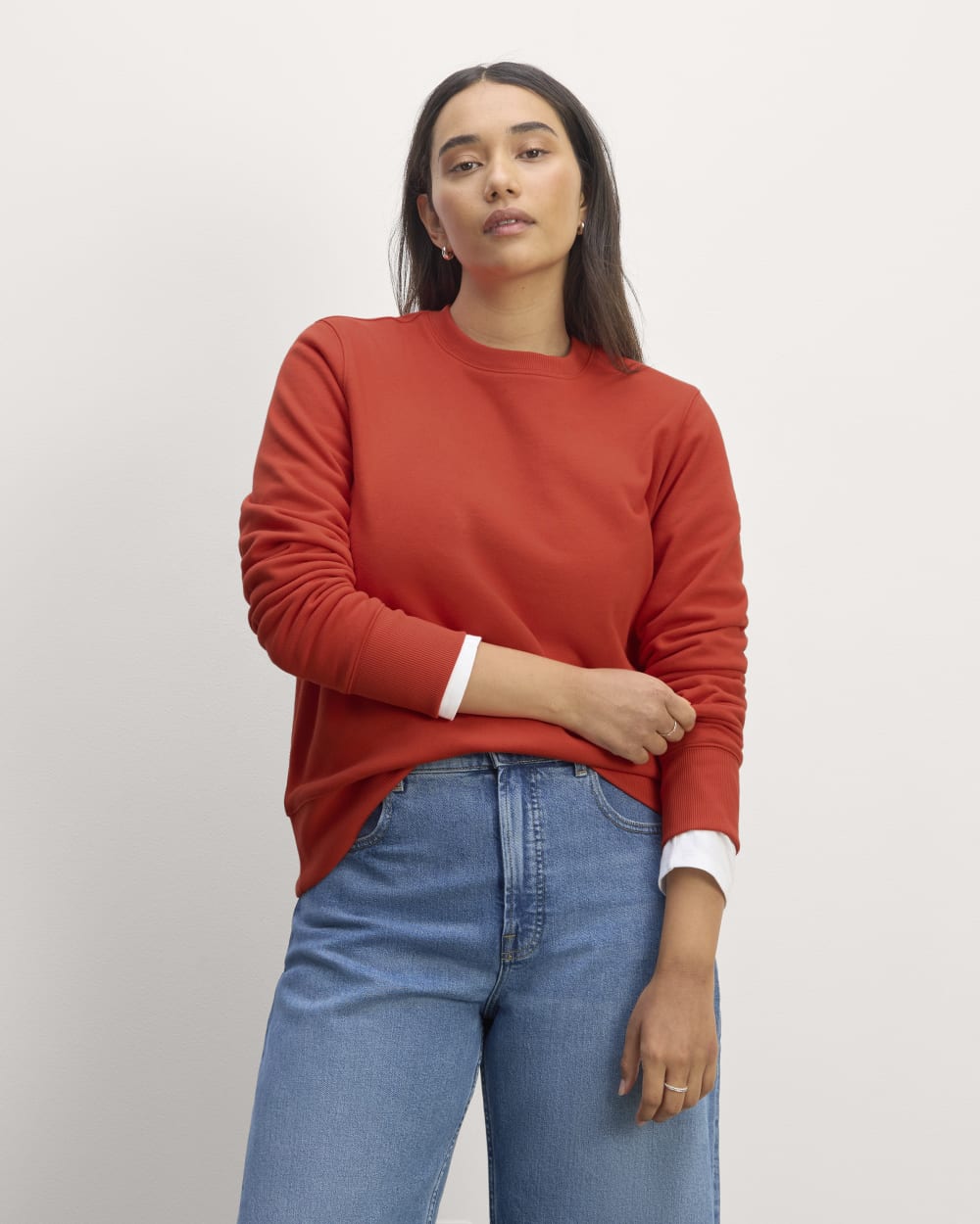 The Off-Duty Terry Crew in Poppy Red — front view