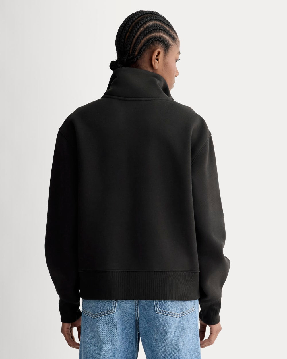 Luxe Fleece Half-Zip Sweatshirt in Black — detail view