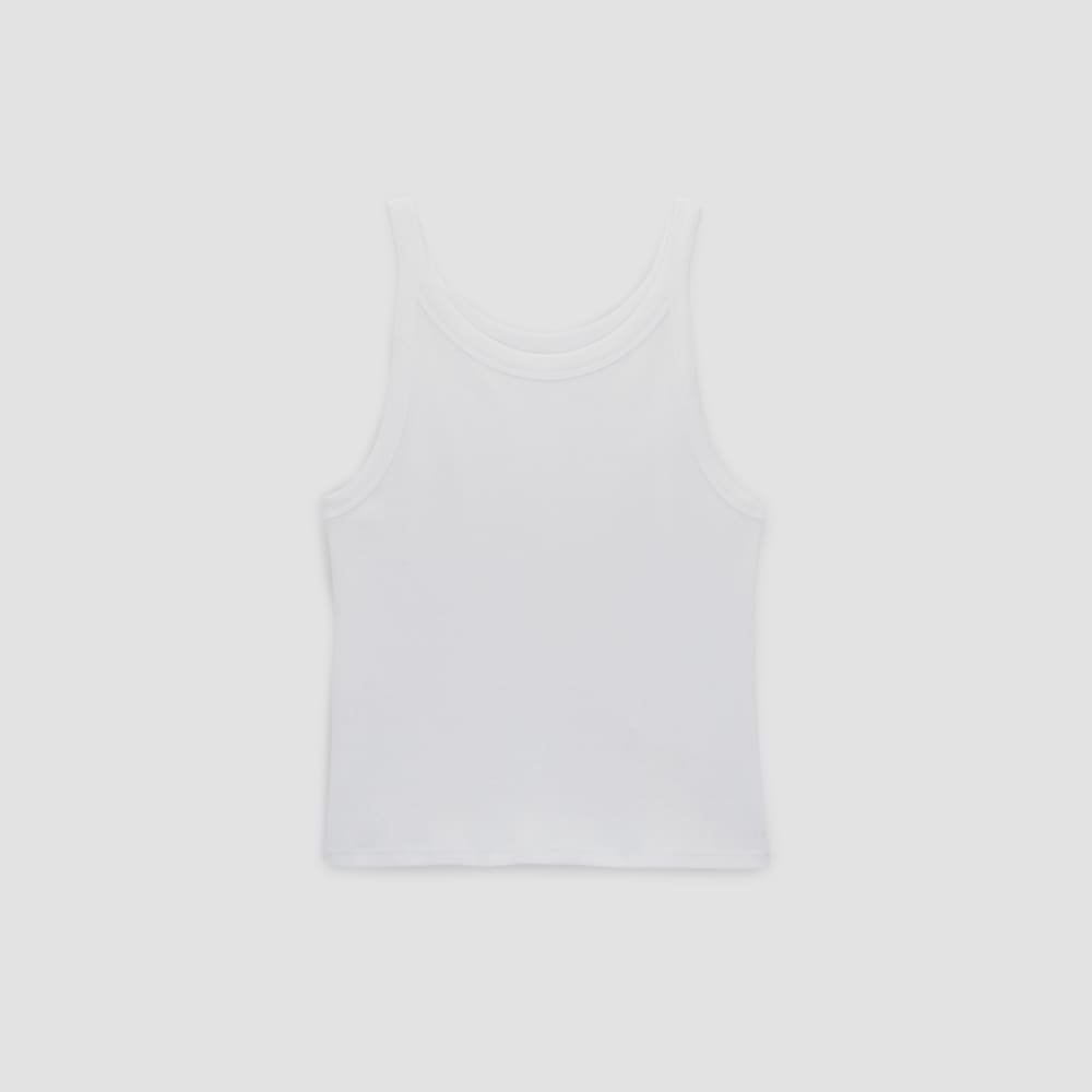The Supima® Micro-Rib Cropped Tank in White — alternate view