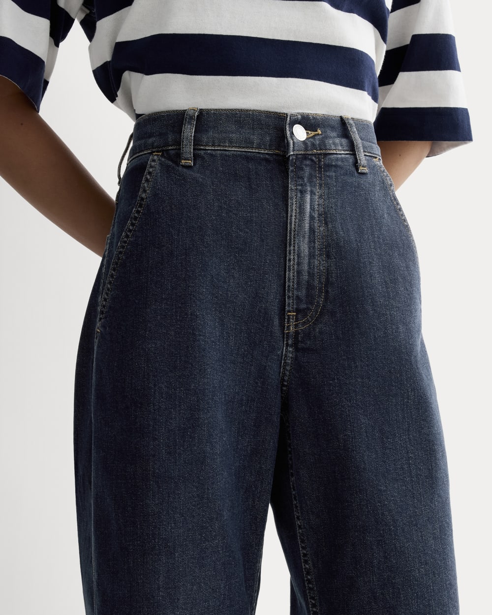 The Way-High® Twist Curve Jean in Indigo Rinse — detail view