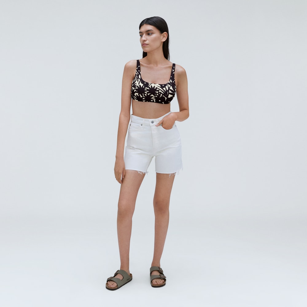 The Square-Neck Bikini Top in Black / Canvas Floral — detail view