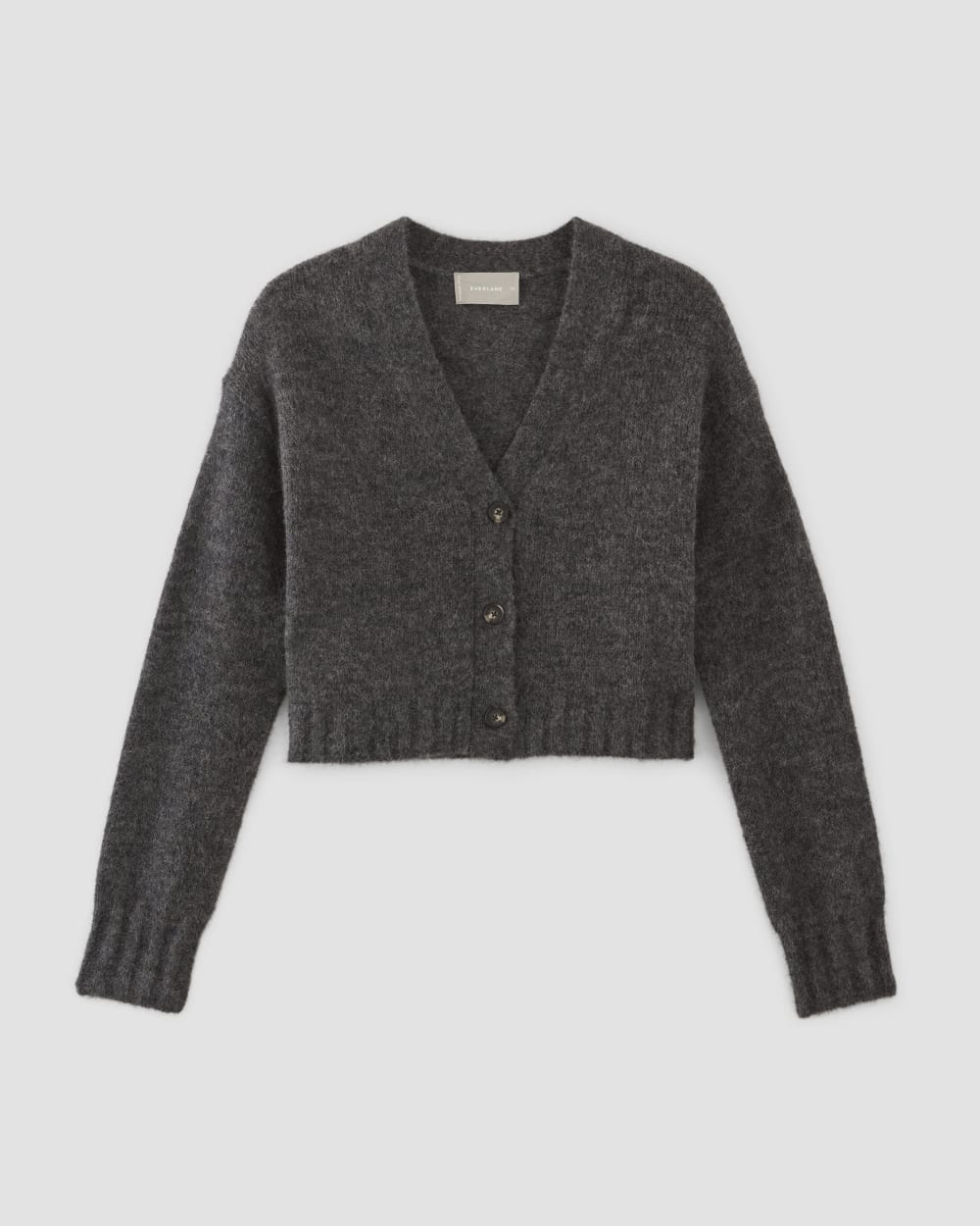The Alpaca V-Neck Cropped Cardigan in Dark Charcoal — alternate view