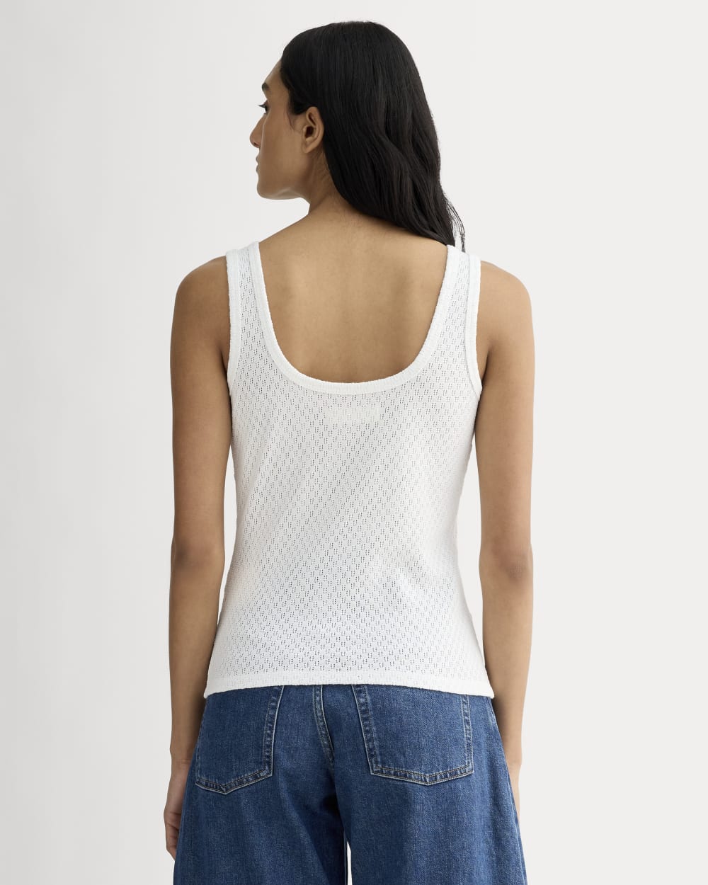 The Pointelle Cami in White — detail view