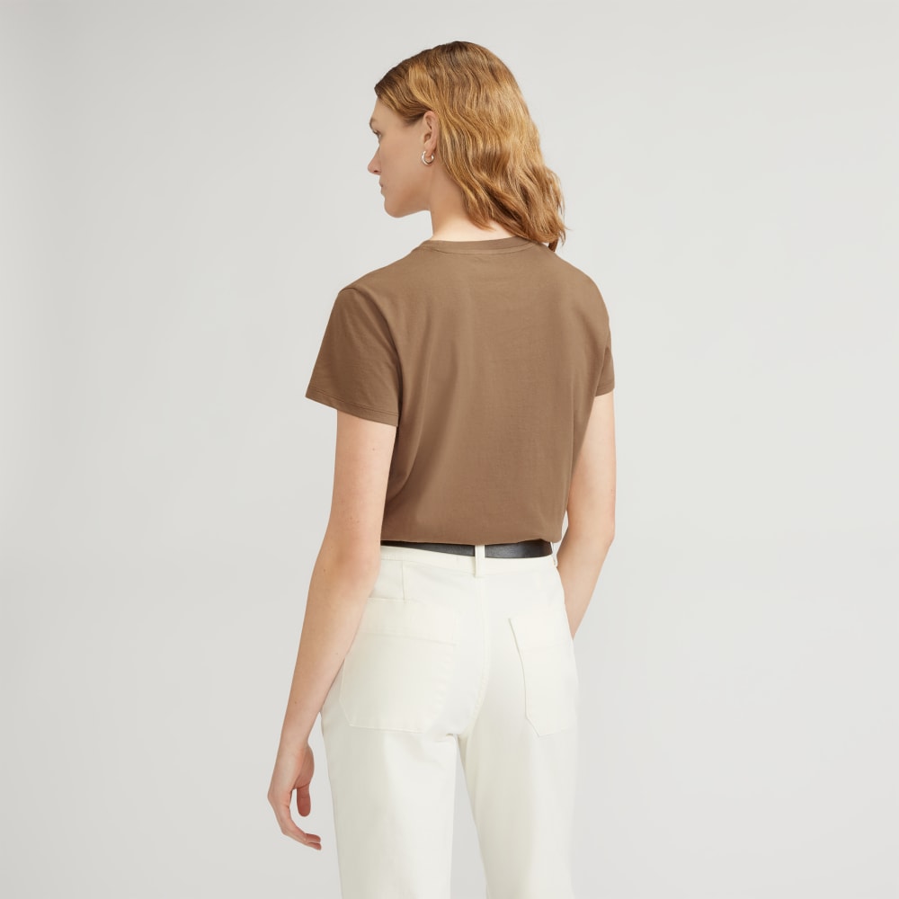 The Box-Cut Tee in Essential Cotton in Toasted Coconut — detail view