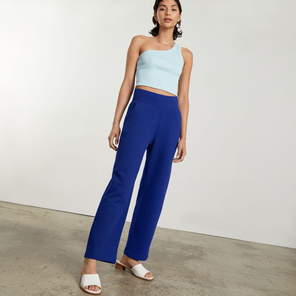 The Track High-Waist Pant in Cobalt — detail view
