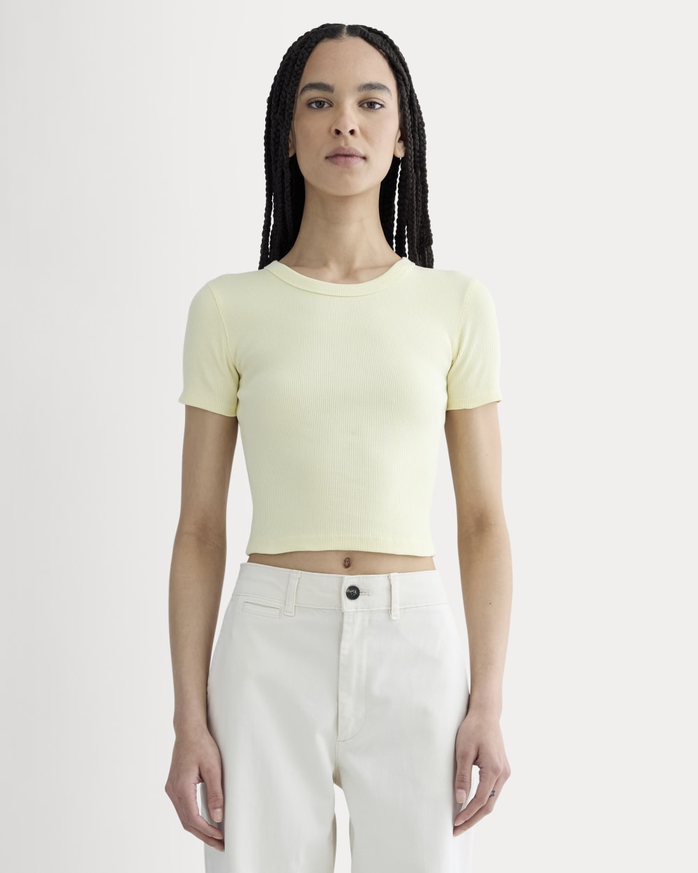 The ’90s Rib Tee in Light Yellow — front view