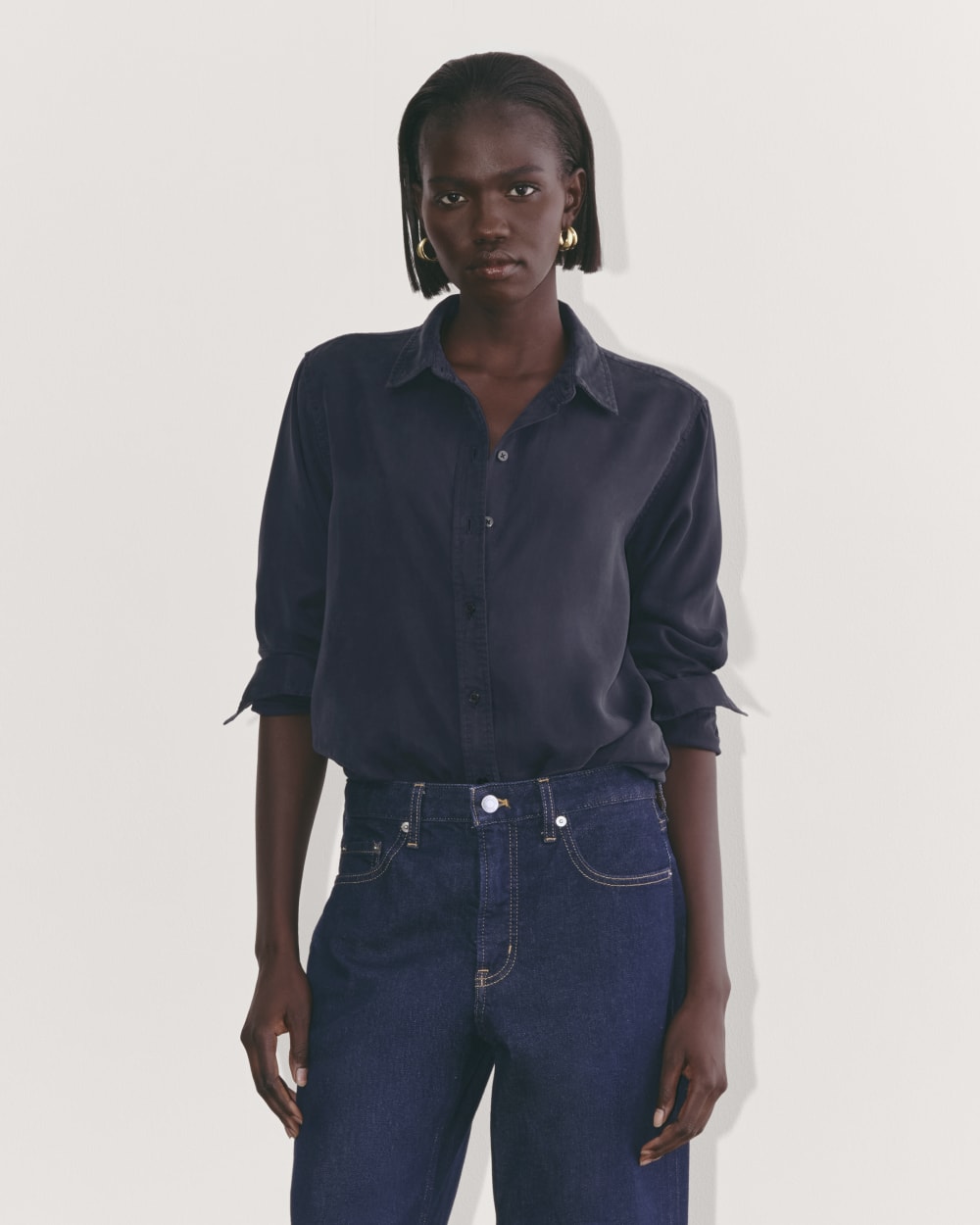 The Must-Have Shirt in Butterlite in Navy — front view