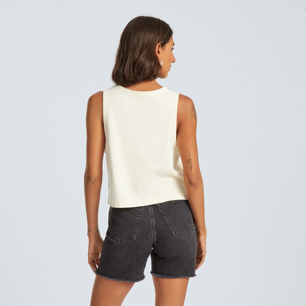 The Premium Weight Cropped Pocket Tank in Canvas — alternate view