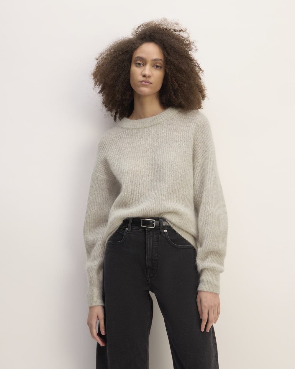 The Cocoon Crew in Alpaca in Pumice Stone — front view
