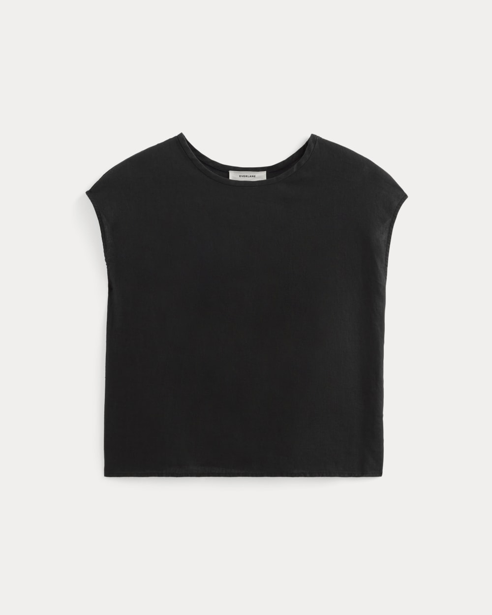 The Muscle Top in Linen in Black — alternate view