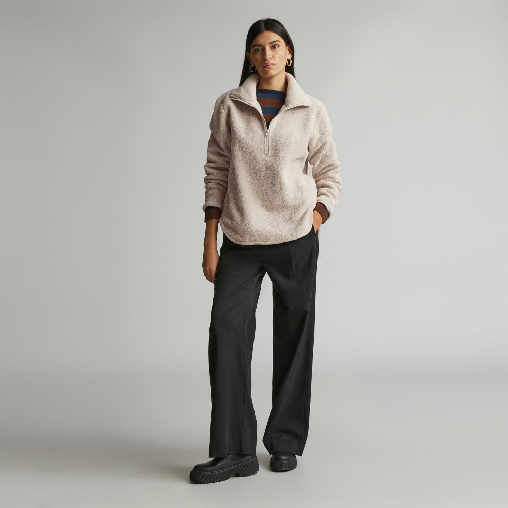 The ReNew Fleece Half-Zip in Oat — detail view