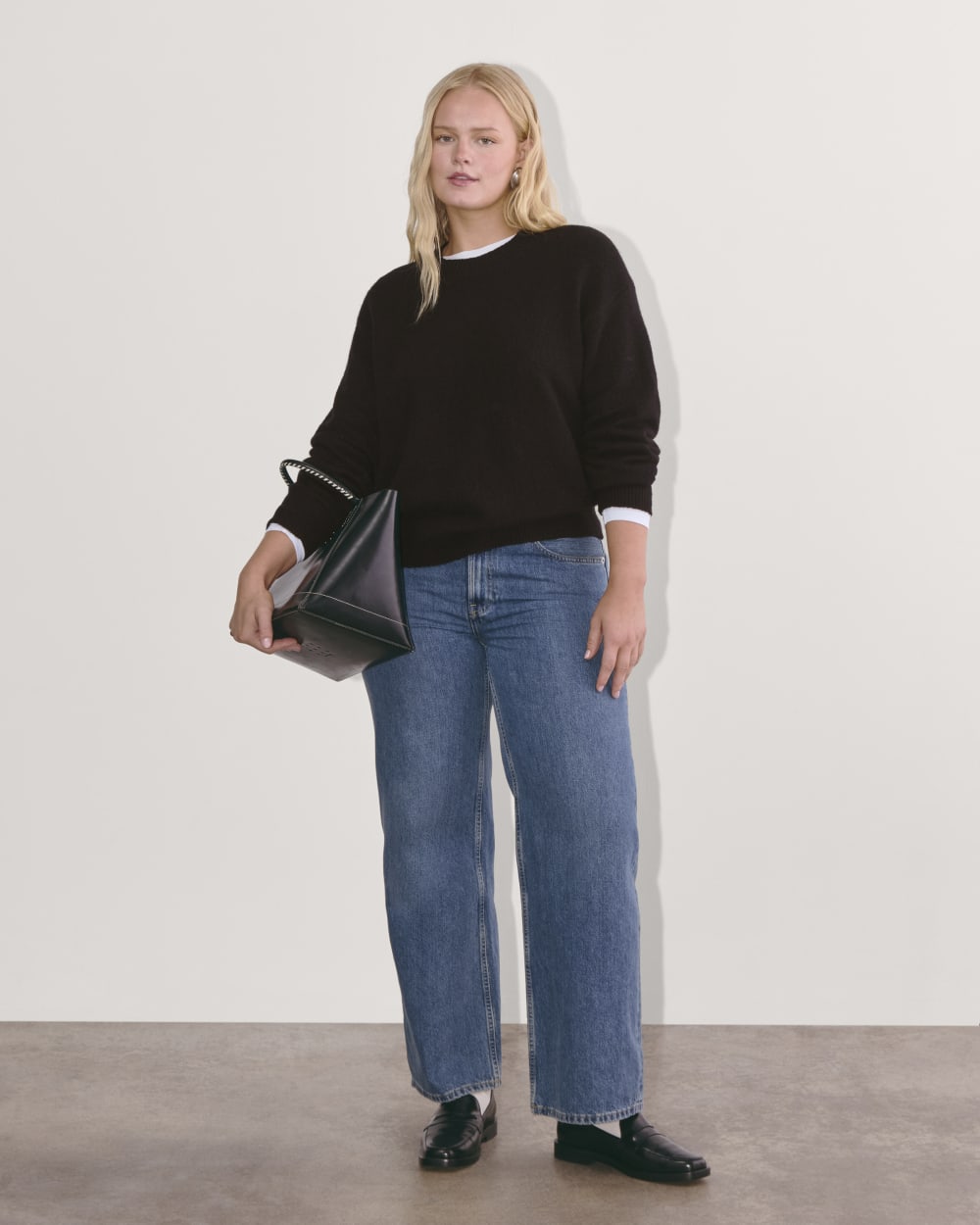 The Cocoon Crew in Plush Cotton in Black — detail view
