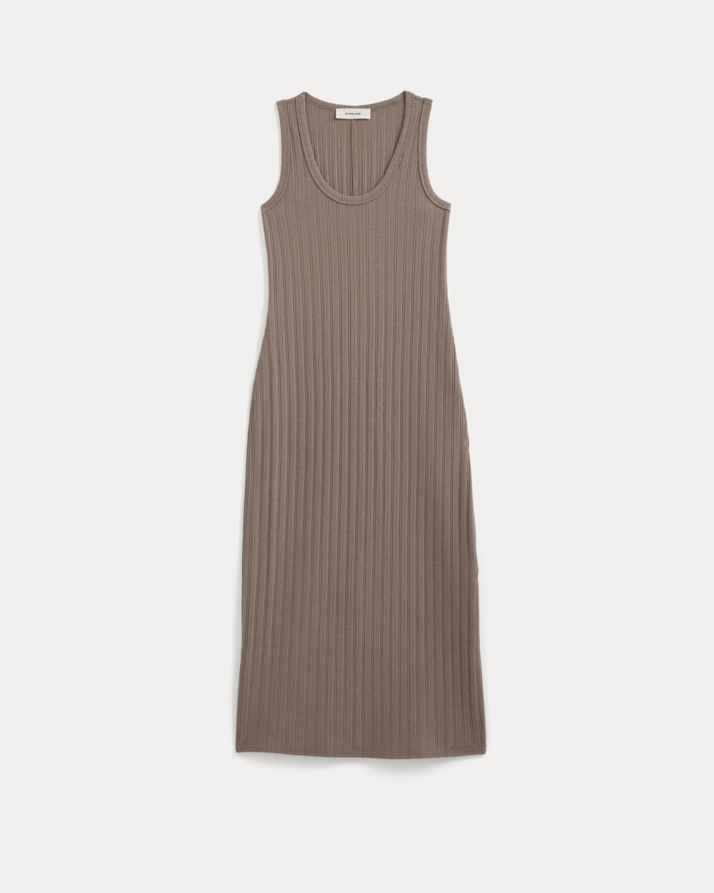 Scoop-Neck Midi Dress in Pointelle Knit in Heathered Chocolate Chip — alternate view