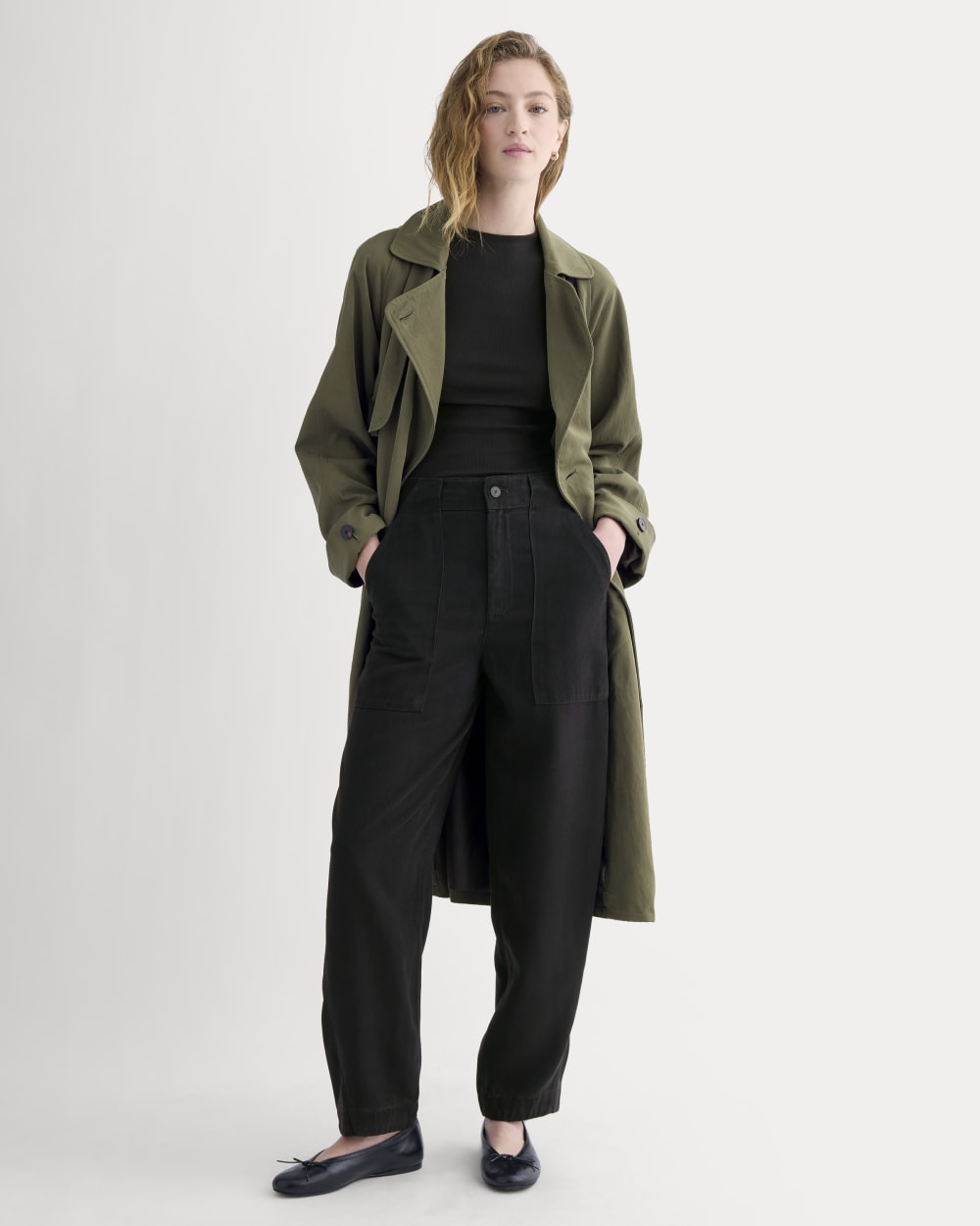 Patch Pocket Ballon Pant in Buttersoft in Black — front view