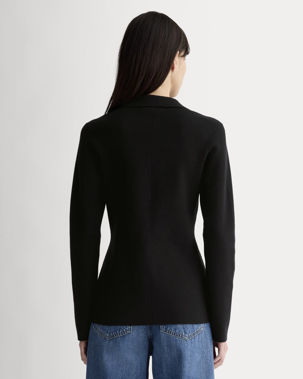 The Knit Blazer in Black — detail view