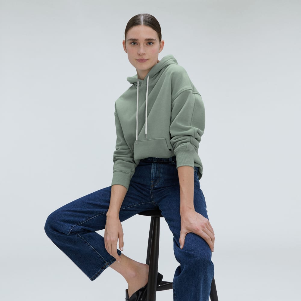 The Track Organic Cotton Popover in Lily Pad — detail view