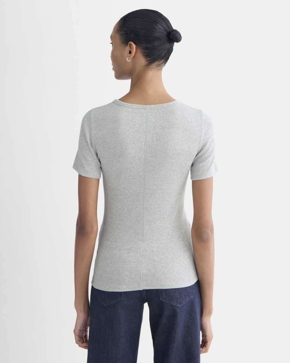 The Luxe Rib Crew in Classic Heather Grey — detail view