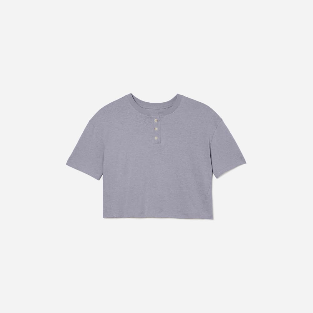 The Vintage Henley Hemp Tee in Lilac Grey — front view