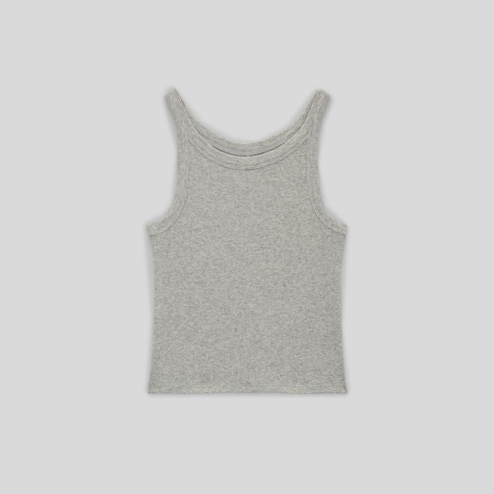 The Supima® Micro-Rib Cropped Tank in Heather Grey — alternate view
