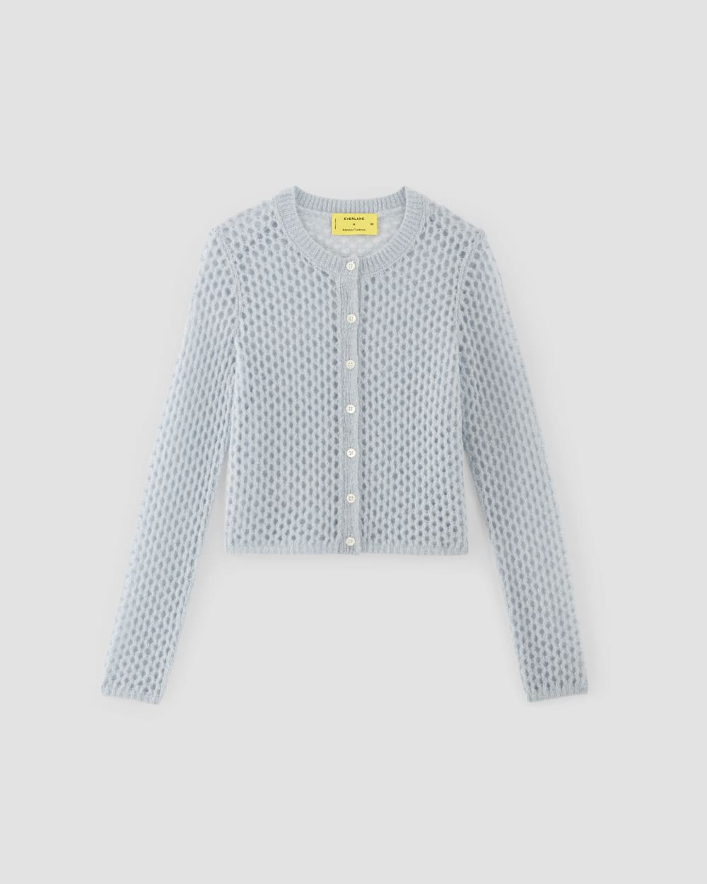 The Everlane x Marques' Almeida Alpaca Mesh Cardigan in Mist — alternate view